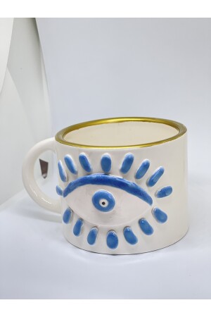 Evil Eye gemusterte handgemachte Kaffeetasse Tasse Evil Eye Snackschale gestreift - 5