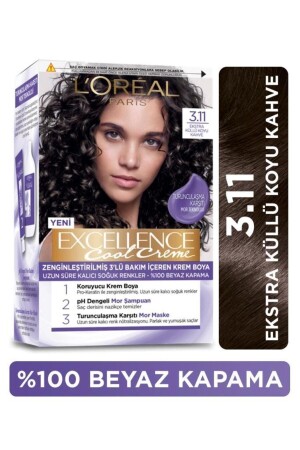 Excellence Cool Creme Haarfärbemittel – 3. 11 Extra aschiges Dunkelbraun - 3