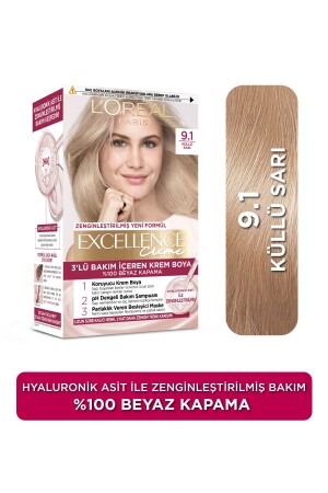 Excellence Creme Saç Boyası 9.1 Sarı Küllü - 3