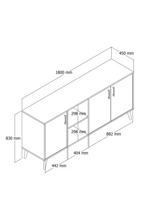 1624 Exxen 180 Cm (AHŞAP AYAKLİ) Modern Konsol Sepet Beyaz - 7