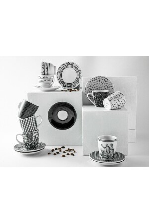 Fain 4-teiliges Kaffeetassen-Set aus Porzellan für 2 Personen, 80 m, Schwarz, 10035827 - 5