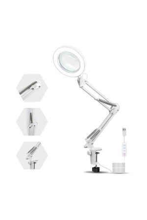 Faltbare, verstellbare LED-beleuchtete Tischlupe mit 5-facher Lampe - 2