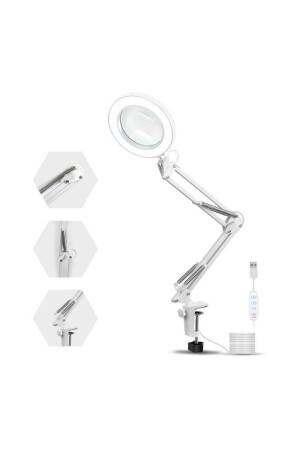 Faltbare, verstellbare LED-beleuchtete Tischlupe mit 5-facher Lampe - 4