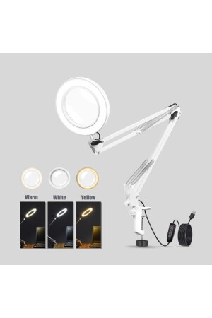 Faltbare, verstellbare LED-beleuchtete Tischlupe mit 5-facher Lampe - 8