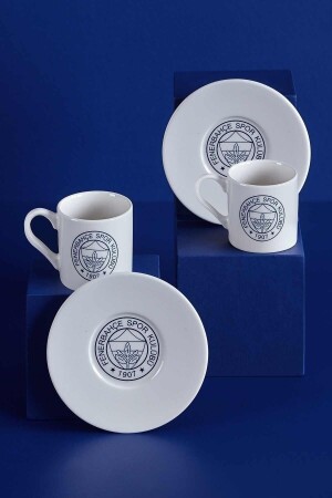 Fenerbahçe lizenziertes dunkelblaues Logo-Set mit 2 Kaffeetassen N3421 - 1