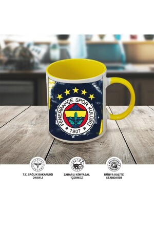 Fenerbahçe logo tasarımlı içi ve kulbu renkli porselen kupa bardak fenerbahçej - 2