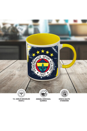 Fenerbahçe logo tasarımlı içi ve kulbu renkli porselen kupa bardak fenerbahçej - 3