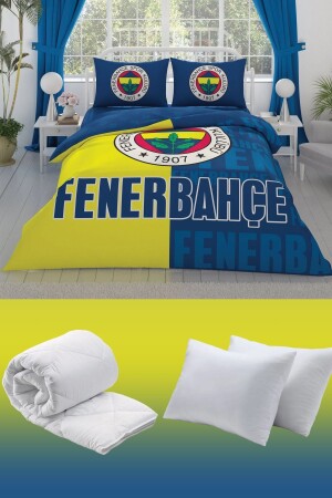 Fenerbahçe Parçalı Logo Çift Kişilik 7 Parça Yatak Seti - Nevresim Takımı - Yorgan - 2'li Yastık - 3