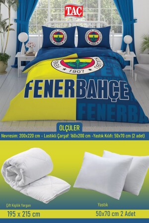 Fenerbahçe Parçalı Logo Çift Kişilik 7 Parça Yatak Seti - Nevresim Takımı - Yorgan - 2'li Yastık - 4