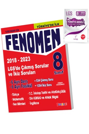 Fenomen 8. Sınıf LGS Tüm Dersler Çıkmış ve İkiz Sorular Seti (2018-2023) Türkiye Genel Deneme - 1