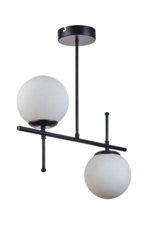 Feris Modern Design Wohnzimmer Küche Schlafzimmer Schwarz Farbe Weiß Glas 2-teiliger Kronleuchter - 3