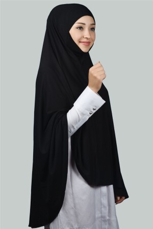 Fertiger Hijab, praktischer Schal mit Schleier, Hijab mit Nikap – Gebetshülle Soufflé (5XL) – Schwarz T10 - 5