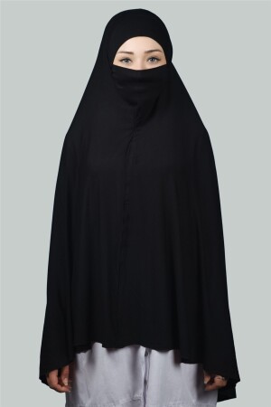 Fertiger Hijab, praktischer Schal mit Schleier, Hijab mit Nikap – Gebetshülle Soufflé (5XL) – Schwarz T10 - 6