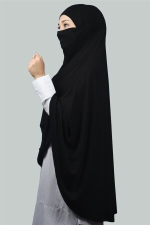 Fertiger Hijab, praktischer Schal mit Schleier, Hijab mit Nikap – Gebetshülle Soufflé (5XL) – Schwarz T10 - 7