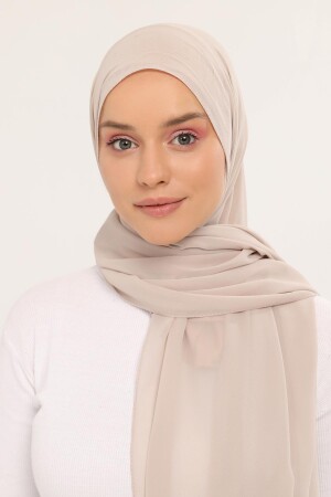 Fertiger, luxuriöser, praktischer Hijab-Chiffon-Schal in Sandbeige - 4