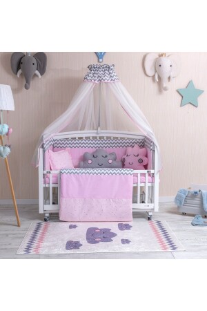 Figured Pink Kinderbett-Babyschlafset mit Moskitonetz 60x120 Größe MB-1-FIG. P.M. - 2