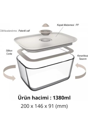 Fika Clik Dikdörtgen Saklama Kabı Bej 4 Parça Set HBCV00004CJ3BQ - 5