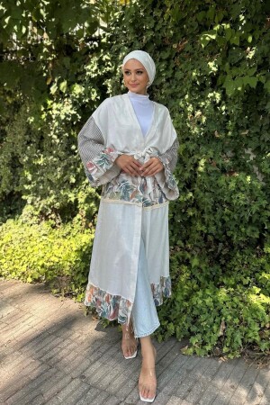 File Detay Palmiye Kimono BEYAZ - 2