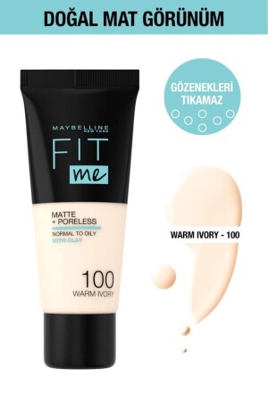 Fit Me Matte Poreless Fondöten - 100 Warm Ivory - 1