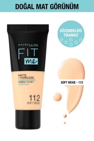 Fit Me Matte Poreless Fondöten - 112 Soft Beige - 2