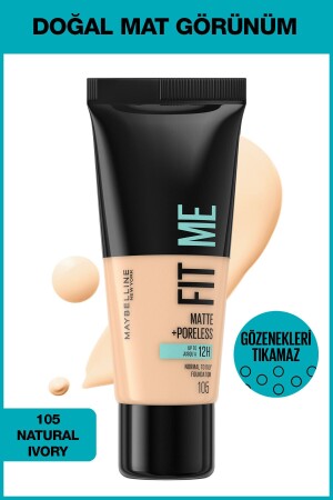 Fit Me Matte-poreless Fondöten - 105 Natural Ivory - 3