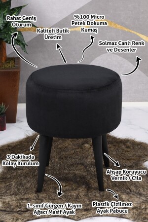 Fix Mehrzweck-Pouf-Sofa mit schwarzen Hainbuchenbeinen (schwarz) - 9