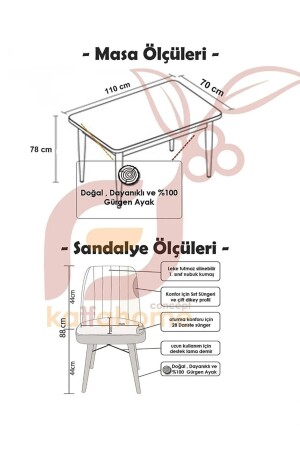 Fixed Barok 70x110 Cm - 4 Kişilik Sabit Yemek Masası - Yemek Masası Takımı - Acı Kahve - 6