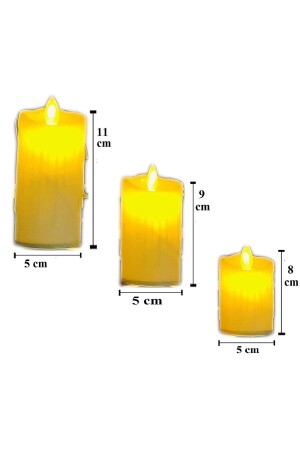 Flackernde Flamme, cremefarbene, geschmolzene LED-Kerze, 3-teilig, bewegliche Flamme, schmelzende künstliche Kerze, batteriebetrieben, LED, groß - 7