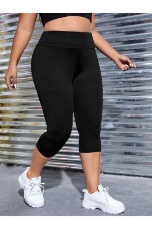 Flexible kurze Capri-Strumpfhose für Damen in Übergröße mit hoher Taille (Länge 73 cm) - 1