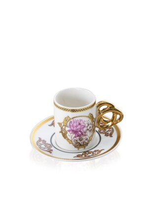 Flonal Blumenmotivmuster Gold 6-Personen-Kaffeetassenset aus Porzellan 0136 SHP-22-0136/12 - 8