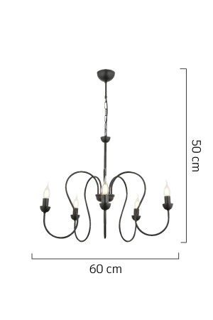 Flor 5L Schwarzer moderner Kronleuchter für Schlafzimmer, Küche, Wohnzimmer, 7000-104-05 - 5