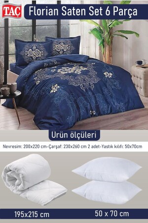 Florian Satin-Schlafset, 6-teilig, Marineblau – Satin-Bettbezug mit Gothic-Thema - 4