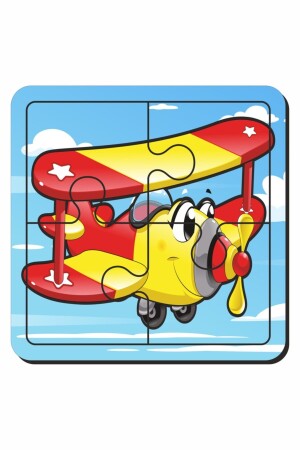 Flugzeug – Bus – Niedliche Tiere und Hund 4-teiliges 4-teiliges Puzzle Erstes Puzzle – Einfaches Puzzle - 4