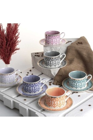 Fnc-08 6'lı Bone China Papatya Desen Fincan Takımı KOS-11858 - 1