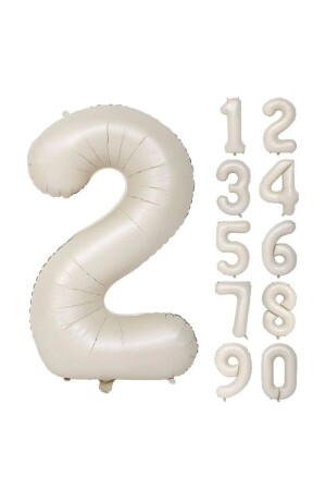 Folienballon 2 Nummern Heliumballon 76 cm Cremefarbe - 2 Jahre alter Ballon - 2 Nummernballon-Meersand-beige Farbe - 2