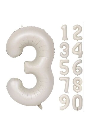 Folienballon 3 Nummern Heliumballon 76 cm Cremefarbe - 3 Jahre alter Ballon - 3 Nummernballon-Meersand-beige Farbe - 3