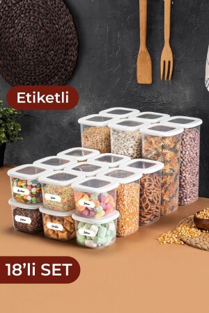 Foly Etiketli Kare Erzak Saklama Kabı 18'li Set 6x(0,55 LİTRE, 1,2 LİTRE, 1,75 LİTRE) BNM18LI - 1