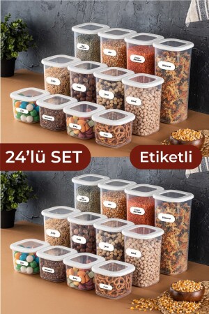 Foly Etiketli Kare Erzak Saklama Kabı 24'lü Set 8x(0,55 LİTRE, 1,2 LİTRE, 1,75 LİTRE) Beyaz BNM24LU - 2