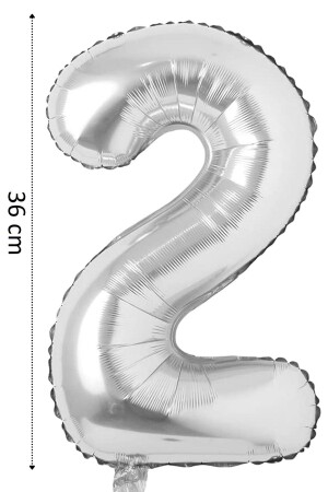 Folyo Balon 2 Rakamı Helyum Balon 36 Cm Gümüş Renk - Doğum Günü Parti Seti Malzemeleri -2 Yaş Balonu - 3