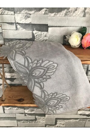 French Laced Ece Grey Velvet Handtuch 50x90 JOP3937 - 3