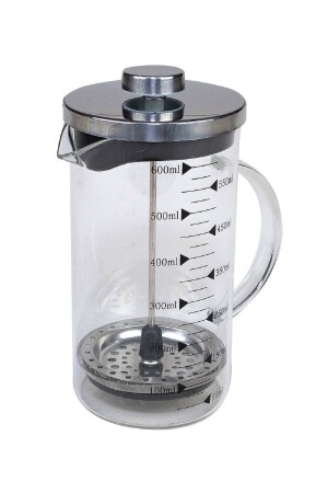 French Press Bitki Çayı Demliği Filtre Kahve Ataşe Dayanıklı Demlik Borosilikat Cam Ölçü Kabı 600ml - 8