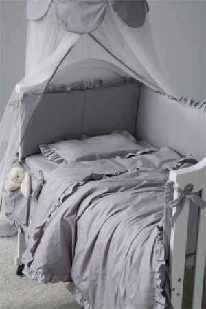 Frilly Grey 60x120 Farbe Kinderbett / Montessori Kantenschutz und Bettbezug-Set Schlafset Sleepset012 - 3