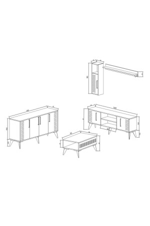 G3720 Karla TV-Einheit mit Regalschrank, Couchtisch und Konsolenset-Linie - 8