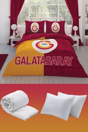 Galatasaray Parçalı Logo Çift Kişilik 7 Parça Yatak Seti - Nevresim Takımı - Yorgan - Yastık - 2