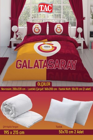 Galatasaray Parçalı Logo Çift Kişilik 7 Parça Yatak Seti - Nevresim Takımı - Yorgan - Yastık - 4