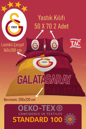 Galatasaray Parçalı Logo Çift Kişilik 7 Parça Yatak Seti - Nevresim Takımı - Yorgan - Yastık - 6