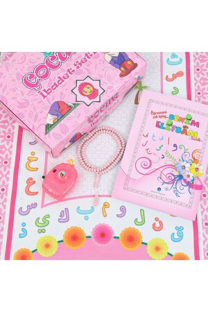 Gebetsteppich für Kinder und Lernbuch, Gebetsset, Spielzeug, Fotokamera, Gebetsteppich, Größe Rosa, 45 x 82 cm - 4