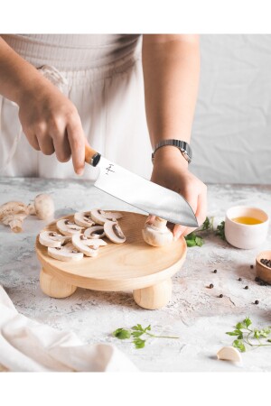 Gebogenes Santoku-Kochmesser mit Holzgriff – Edelstahl ZA010018 - 4