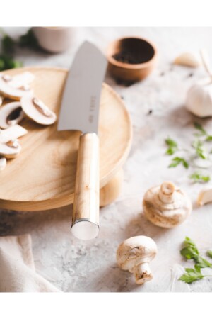 Gebogenes Santoku-Kochmesser mit Holzgriff – Edelstahl ZA010018 - 5