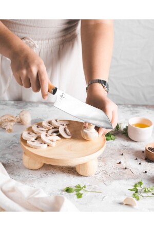 Gebogenes Santoku-Kochmesser mit Holzgriff – Edelstahl ZA010018 - 3